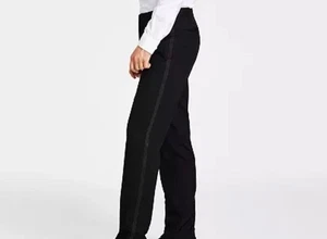 INC International Concepts Men's 36x34 Slim Fit Flat Front Deep Black Suit Pants - Picture 1 of 10