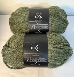 K & C Knit & Crochet Alpaca Green Bulky #6 Yarn, Lot of 2 Skeins, New - Picture 1 of 5