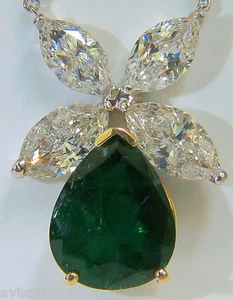 8.31CT NATURAL DIAMOND EMERALD PENDANT STAR+ - Picture 1 of 10