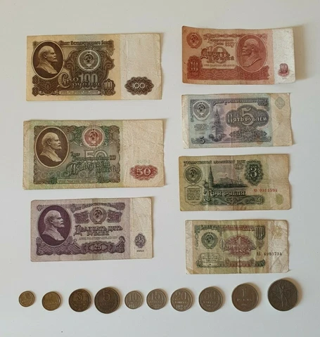 Full set Soviet Union Money USSR Coins Rubles Kopeks Anniversary Banknotes Cover