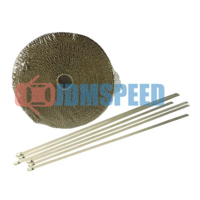 Kits de rollos de 6 lazos de cinta de envoltura térmica de tubo de escape de fibra de vidrio de 1" 50 pies Foto 1 de 4