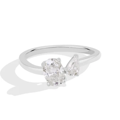 2ct VVS1 D Excellent 18K White Gold Lab Created Oval Ring Diamond Test Pass - Image 1 of 4