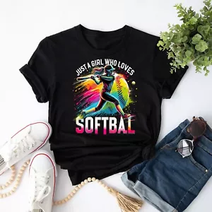 Just A Girl Who Loves Softball Unisex T-Shirt - Picture 1 of 22