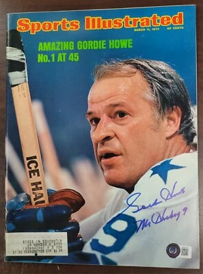 GORDIE HOWE FIRMADO MR HOCKEY 11/03/1974 DEPORTES ILUSTRADO BECKETT AUTO DETROIT  Foto 1 de 3