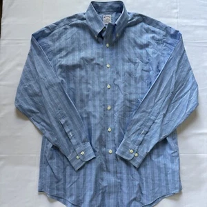 Brooks Brothers Mens M Blue Check Madras Long Sleeve Original Polo 346 Cotton - Picture 1 of 6