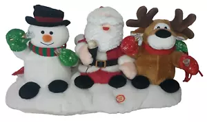 Weihnachtsmann Schneemann Rentier Weihnachten Plüsch Spieluhr mit Lichtern - Bild 1 von 4