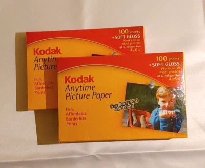 Kodak Anytime 4x6 Picture Photo Paper Soft Gloss 100 Sheets Inkjet Printers 2Pks - Image 1 of 3