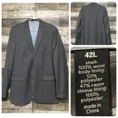 Chaqueta Blazer Bar III Slim Fit Lana Hombre’s 42L Gris 2 Botones Foto 1 de 4