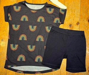 NWT Gap Kids Girls Summer Short Pajamas rainbows navy blue 10 Large - Picture 1 of 2