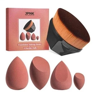 JPNK foundation Makeup Brush &4 Powder Puffs Set - Picture 1 of 9