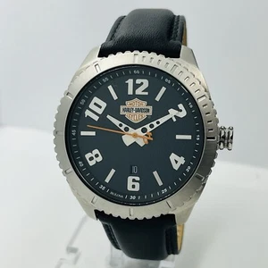 Harley Davidson by Bulova Men's Steel Silver 44mm Leather Watch 76B181 - Picture 1 of 7