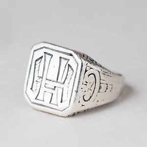 Silber Ring Monogramm "HH" Größe 56 (17,8 mm Ø) 10,4 g - Bild 1 von 7