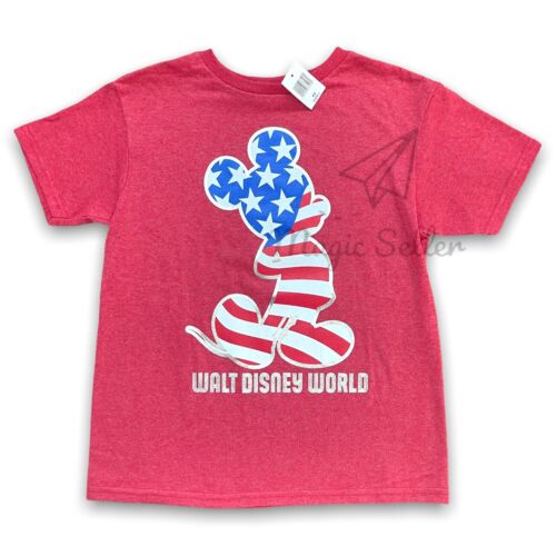 2022 DISNEY Parks Mickey Mouse Red Patriotic T Shirt Kids Size XS