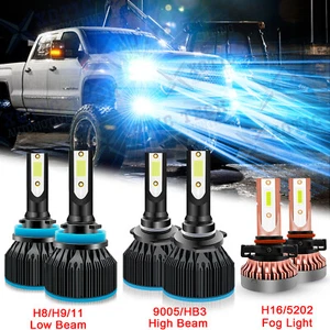 8000K LED Headlights + Fog Light Bulbs Kit For GMC Sierra 1500 2500 3500 2007-14 - Picture 1 of 12