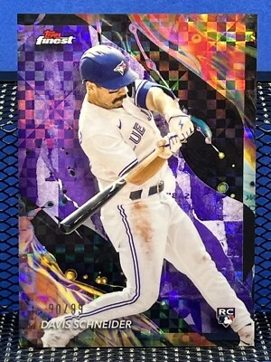 2024 Topps Finest DAVIS SCHNEIDER Blue Jays Purple Checkerboard 90/99 Rookie RC - Image 1 of 2