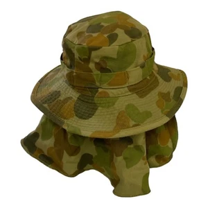 Rare Aust Army Issue Auscam DCPU Sz LG 58cm Bush Giggle Hat Flap Chin Cord 2009 - Picture 1 of 10