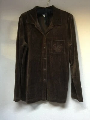 Lo último Algodón Para Mujer Marrón Terciopelo Camisa Abotonada Chaqueta Básica Talla Mediana Bolsillo Foto 1 de 4