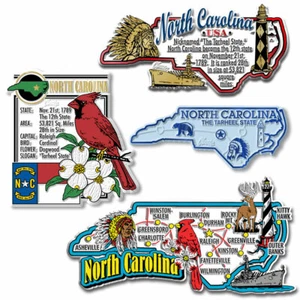 North Carolina Four-Piece State Magnet Set by Classic Magnets, Includes 4 Unique - Picture 1 of 3