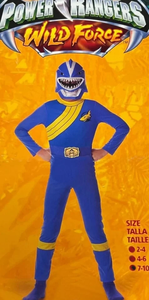 Disfraz Power Ranger Wild Force Tiburón Azul Talla 7-10 Mediano Nuevo Niño con Máscara Foto 1 de 1