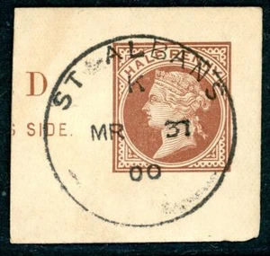 1900 GB Hertfordshire St Albans skeleton postmark on piece - Imagen 1 de 1