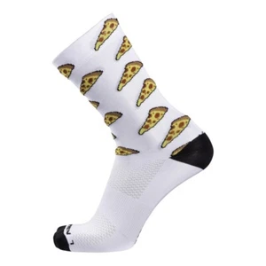 Nalini NEW COMIC Cycling Socks : WHITE/PIZZA PRINT - One Pair - Picture 1 of 1