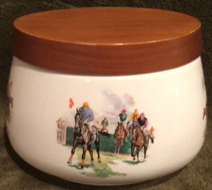 Pferderennen Steeplechase Porzellan Humidor mit Holzdeckel - Bild 1 von 8