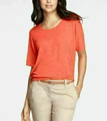 Nuevo con etiquetas Suéter Top Ann Taylor Naranja Mezcla Cachemira Manga Corta Mujer Talla M Foto 1 de 4