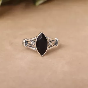 Black Onyx Gemstone Ring 925 Silver Ring Handmade Women Ring Gift For Her - Picture 1 of 5