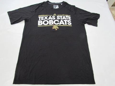 New Texas State Bobcats Mens Size XL Adidas Black Climalite Polyester Shirt Cover
