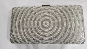 Sasha Clutch Purse Evening Bag Rhinestone Embedded Beaded Crossbody 9 "x 4.5" - Picture 1 of 19