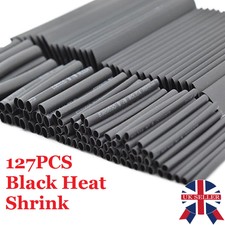 127Pcs Car Electrical Cable Heat Shrink Tube Tubing Wrap Sleeve Assorted Black