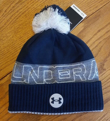 NUEVO CON ETIQUETAS UNDER ARMOUR Hombres Truckstop Polar Puños Tejido Gorro Sombrero-OSFM Ret@$28 AZUL MARINO Foto 1 de 4
