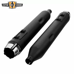 Dual Exhaust Mufflers Pipe Straight Slip On Fit For Harley Touring 1995-16 Black - Bild 1 von 12