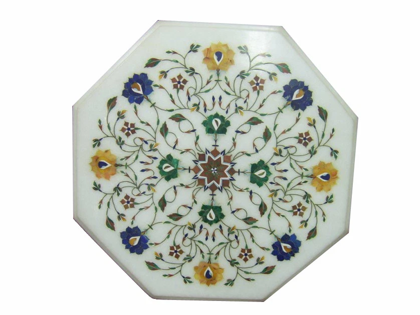 12" Marble Inlay Coffee Table Top Pietra Dura Micro Mosaic Inlaid Home Decor - Image 1 of 1