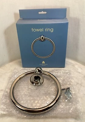 Винтажное блестящее никелевое основание Michael Graves из цинкового сплава с латунным кольцом для полотенца - Изображение 1 из 4