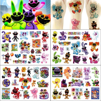 4pcs Smiling Critters Temporary Tattoo Stickers Poppy Playtime Summer Party Bags