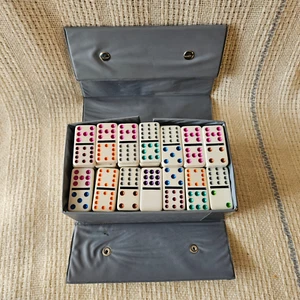 Domino By Cardinal - 91 Vintage Jumbo Color Dot Dominoes w/ Case & Instructions - Picture 1 of 11