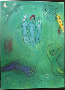 Marc CHAGALL, Offset Lithograph Bookplate, Daphnis's Dream & The Nymphs - Picture 1 of 2
