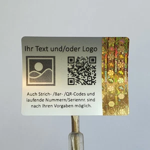 3D Hologramm Siegel Aufkleber Sticker 4 x 3 cm mit ihrem eigenem Logo und Text - Bild 1 von 6