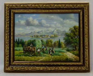 Cuadro antiguo, vista de la isla de las mujeres, copia según Josef Hofbauer (1948), óleo. - Imagen 1 de 12