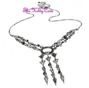 Geometric Deco Vintage Hollywood Glamour Black Star Necklace w Swarovski Crystal - Picture 1 of 1