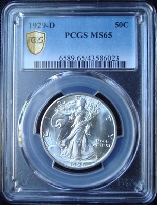 1929-D Walking Liberty Silver Half Dollar - PCGS MS 65 - Gold Shield - Image 1 of 4