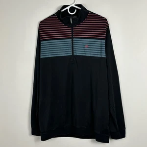 Travis Matthew Half Zip Pullover Long Sleeve Mock Neck Mens Size XL Striped Blue - Picture 1 of 19