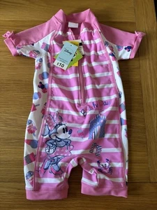 Matalan Disney Baby Girl Pink & White Minnie Swim Suit UVA/B - 9-12 Months BNWT - Picture 1 of 8