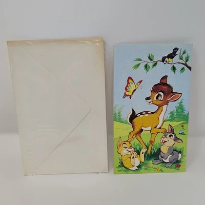 Disney Bambi поздравительная открытка издания CGC Париж Франция 1950-х 3D всплывающий с конвертом - Изображение 1 из 4