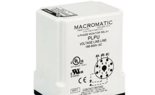 PLPU Macromatic Protection Relays, PLP Series Phase Monitor Relay, 190-500VAC, - Image 1 of 1