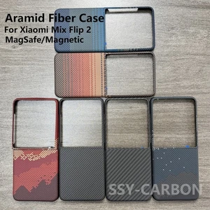 Real Carbon Fiber Case For Xiaomi Mix Flip 2 Aramid MagSafe Magnetic Armor Cover - Picture 1 of 19