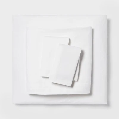 Full Easy Care Cotton Blend Sateen Sheet Set White - Room Essentials: