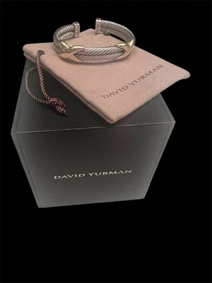 David Yurman двойной кабель браслет двухцветный серебро 14K золото - Изображение 1 из 4