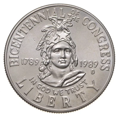 1989-D Congressional BU Unc Half Dollar US Congress 50c Commemorative - Image 1 of 3